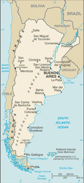 Argentina map (World Factbook)