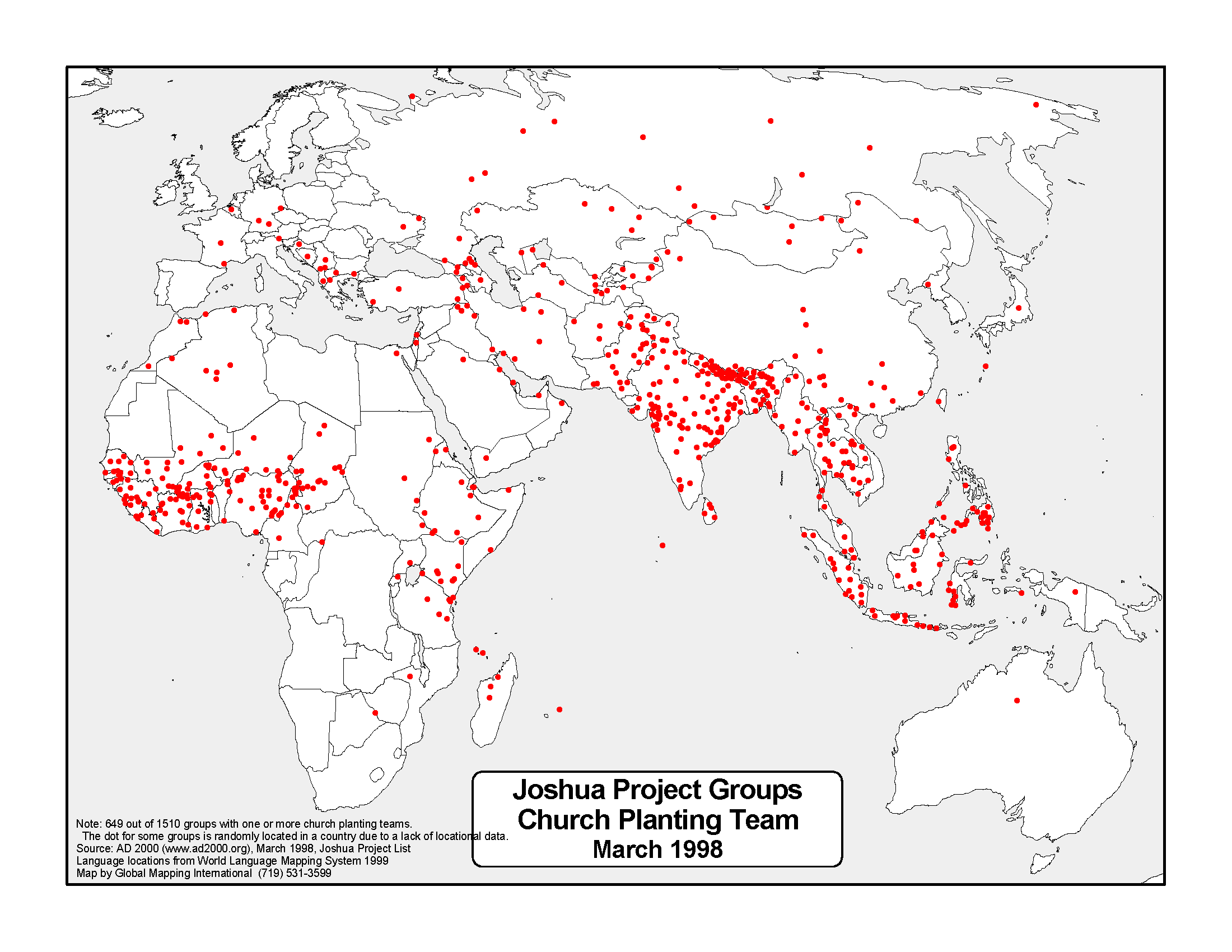 Joshua Project Groups with Church Planting Team March 1998 (BW) - Click Image to Close