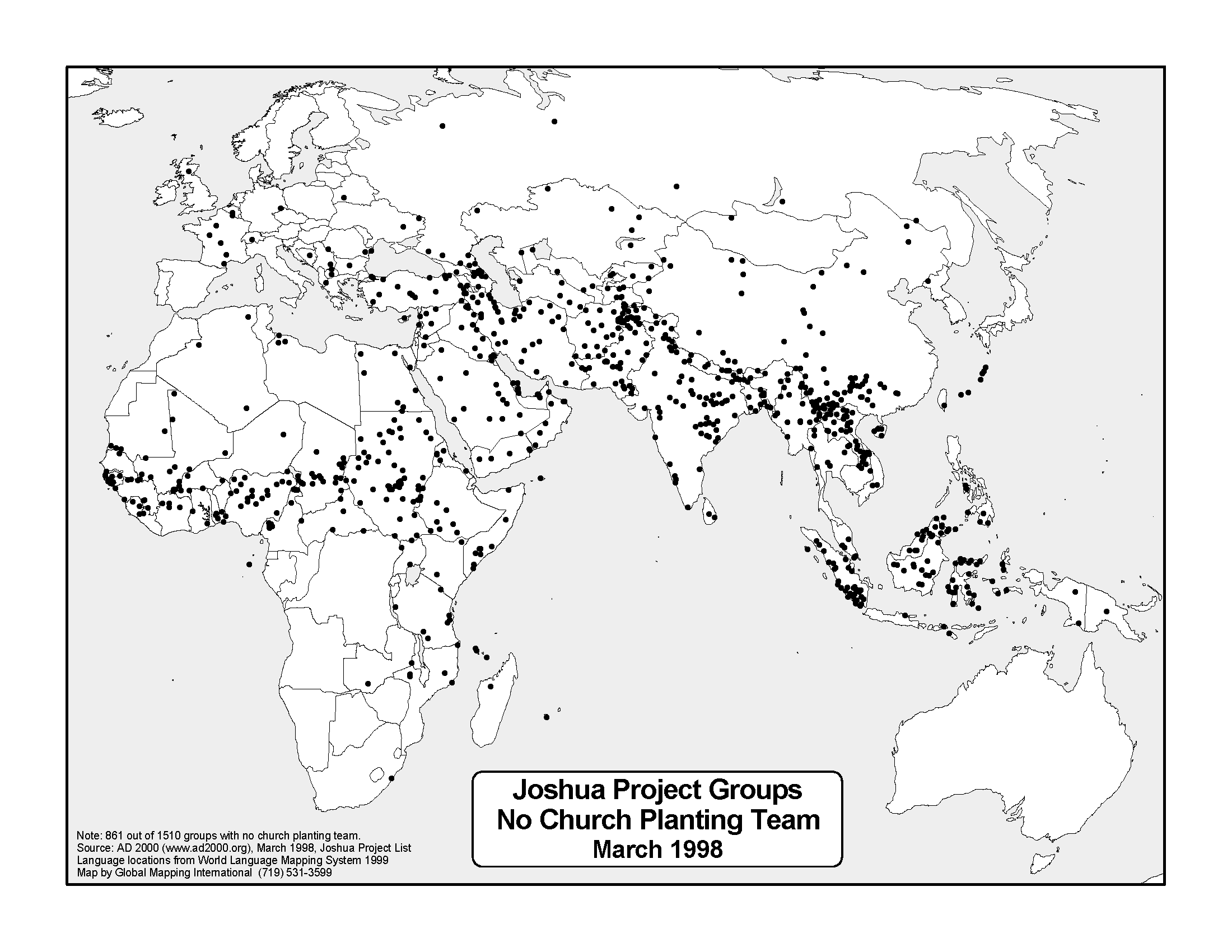 Joshua Project Groups with No Church Planting Team March 1998