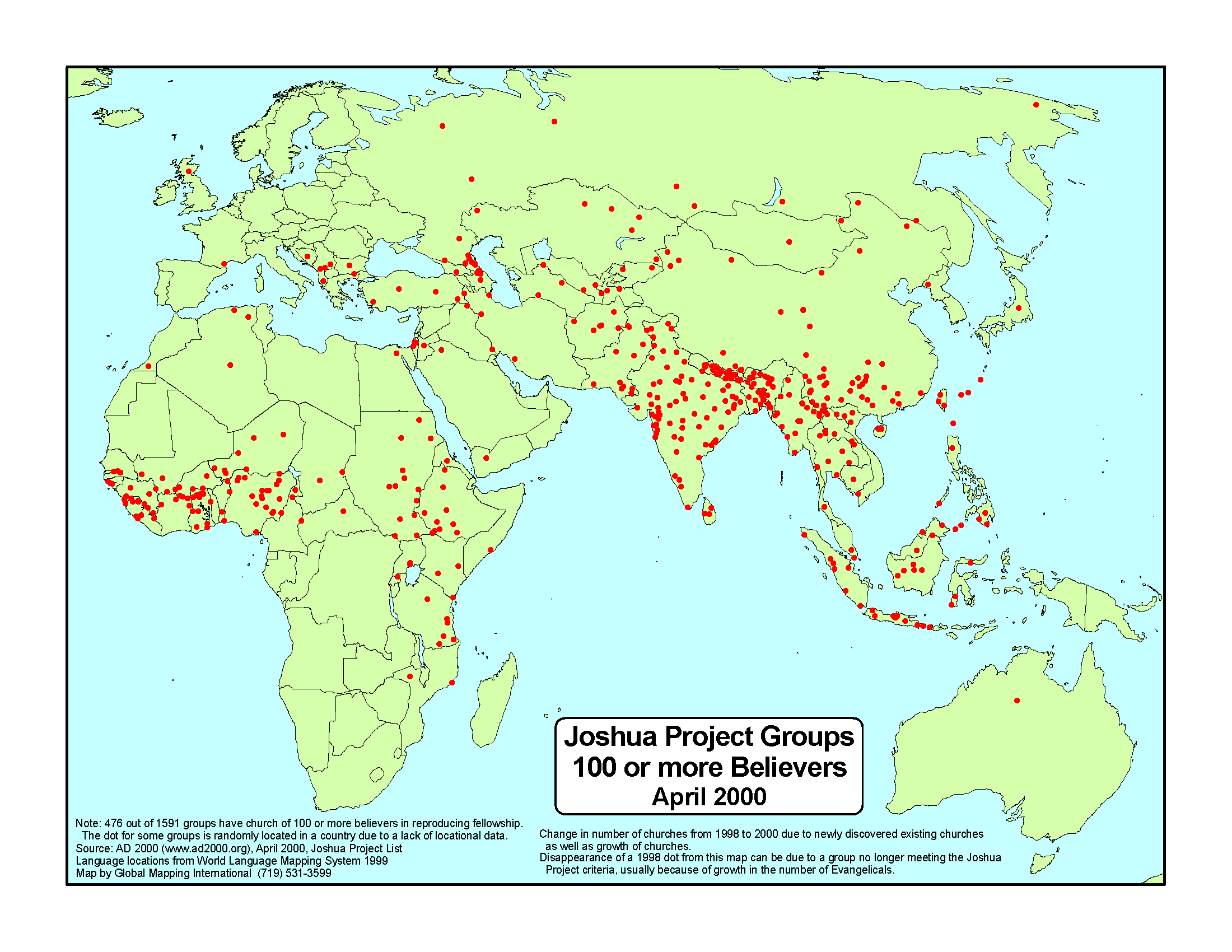 Joshua Project Groups with 100 or more Believers April 2000