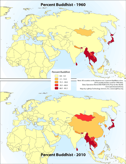 Percent Buddhist 1960 and 2010 - Click Image to Close