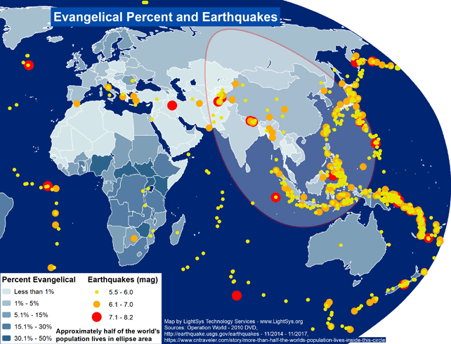Evangelical Percent and Earthquakes - Asia