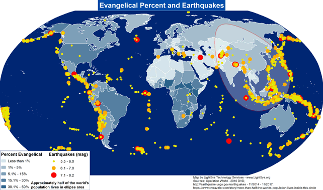 Evangelical Percent and Earthquakes - World - Click Image to Close