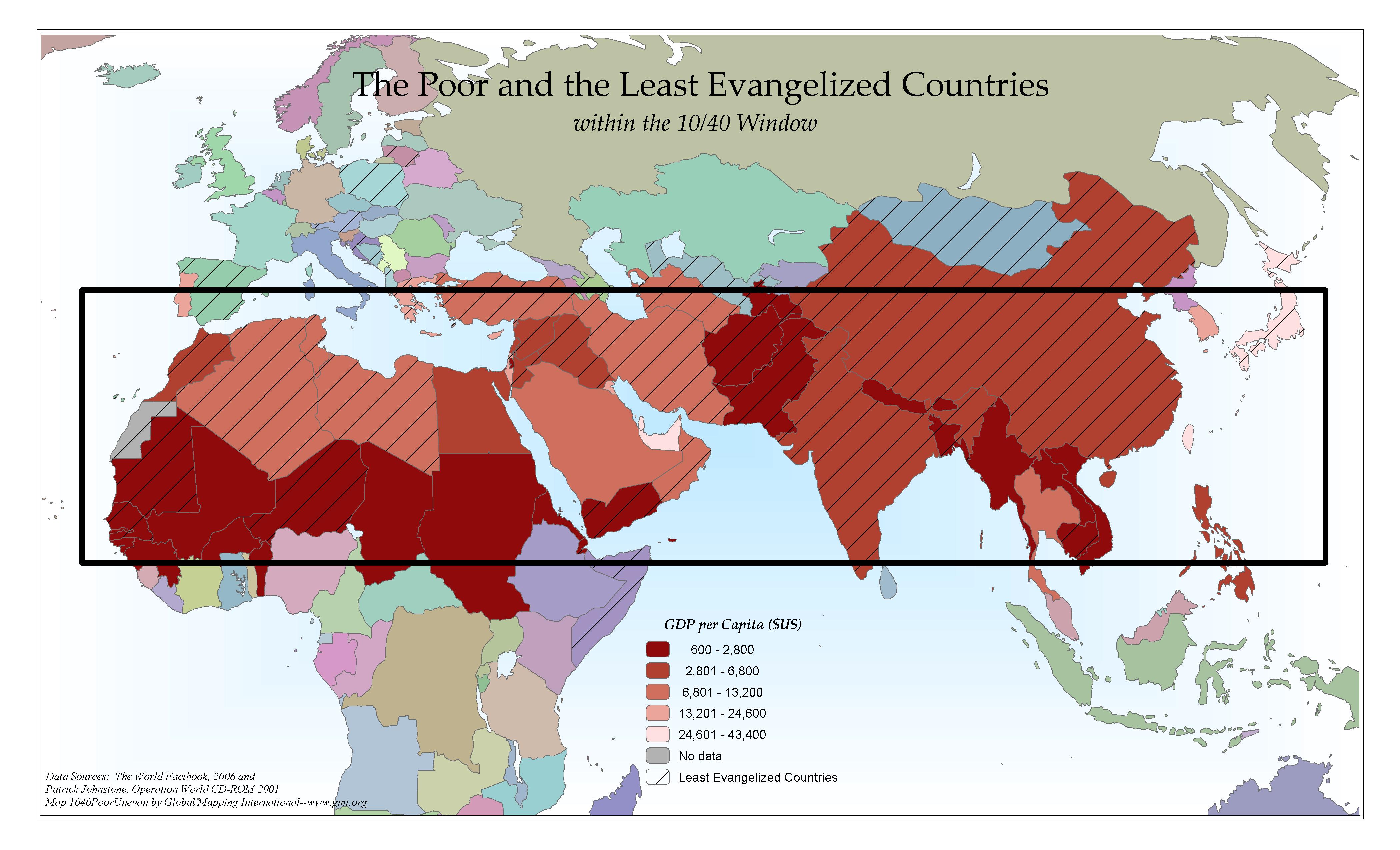 The Poor and the Least Evangelized Countries within the 10/40 W