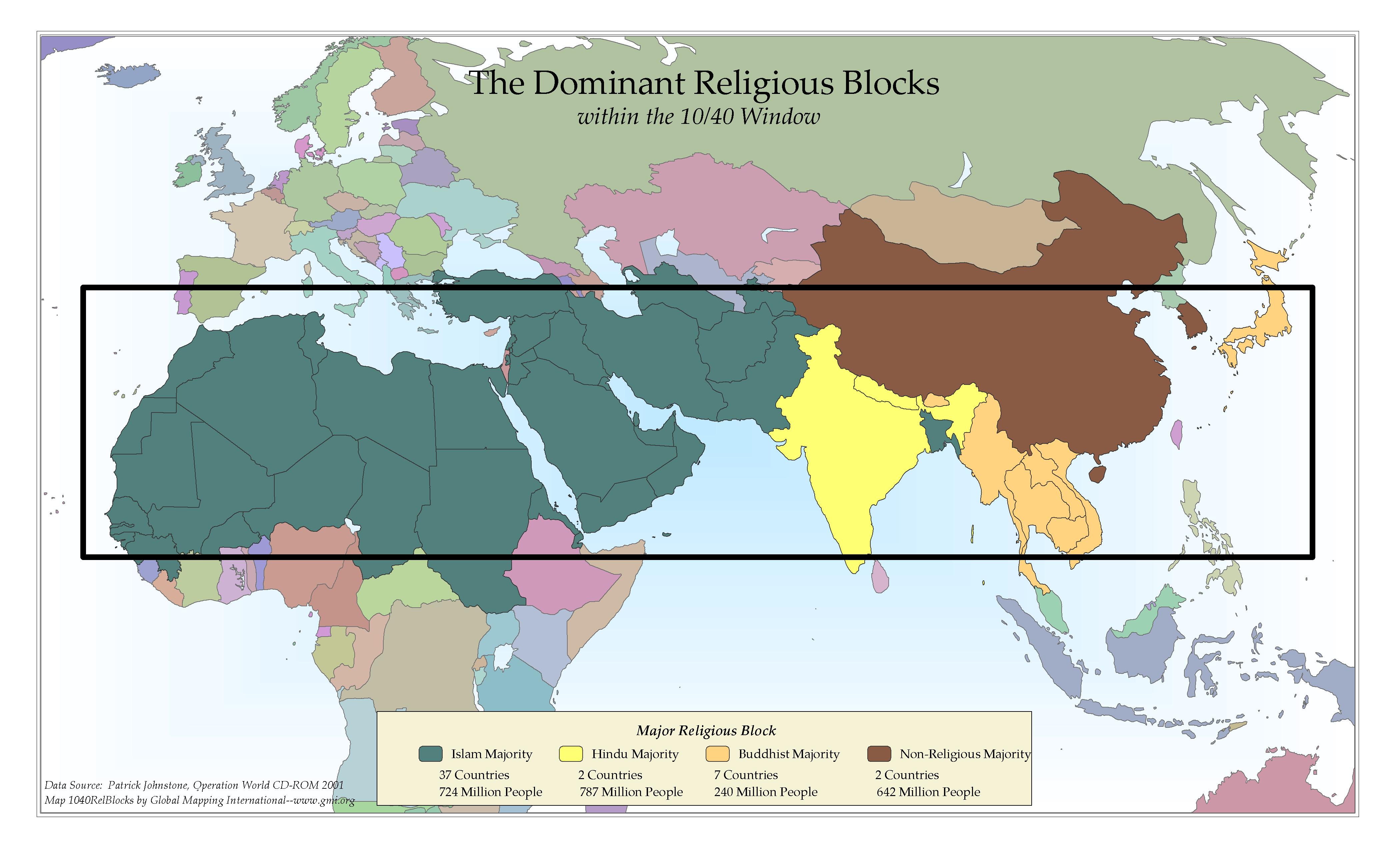 The Dominant Religious Blocks within the 10/40 Window - Click Image to Close