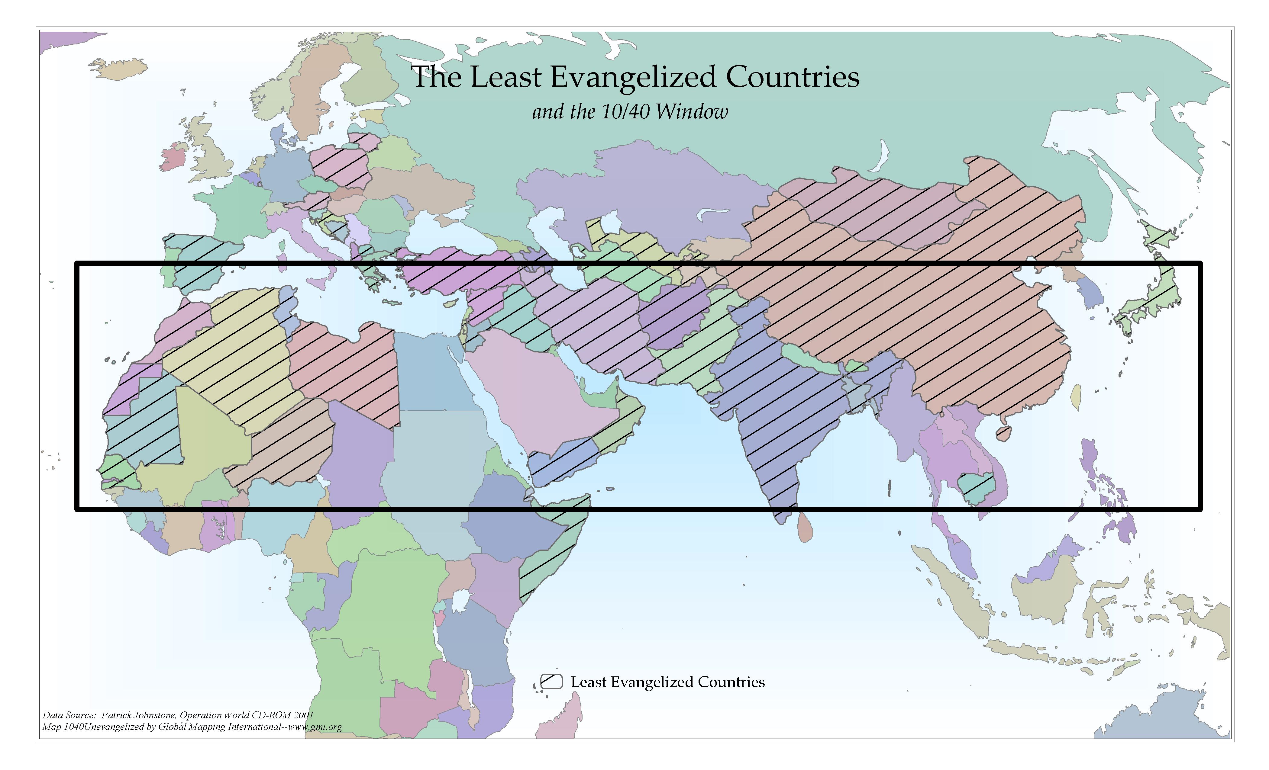 The Least Evangelized Countries and the 10/40 Window - Click Image to Close