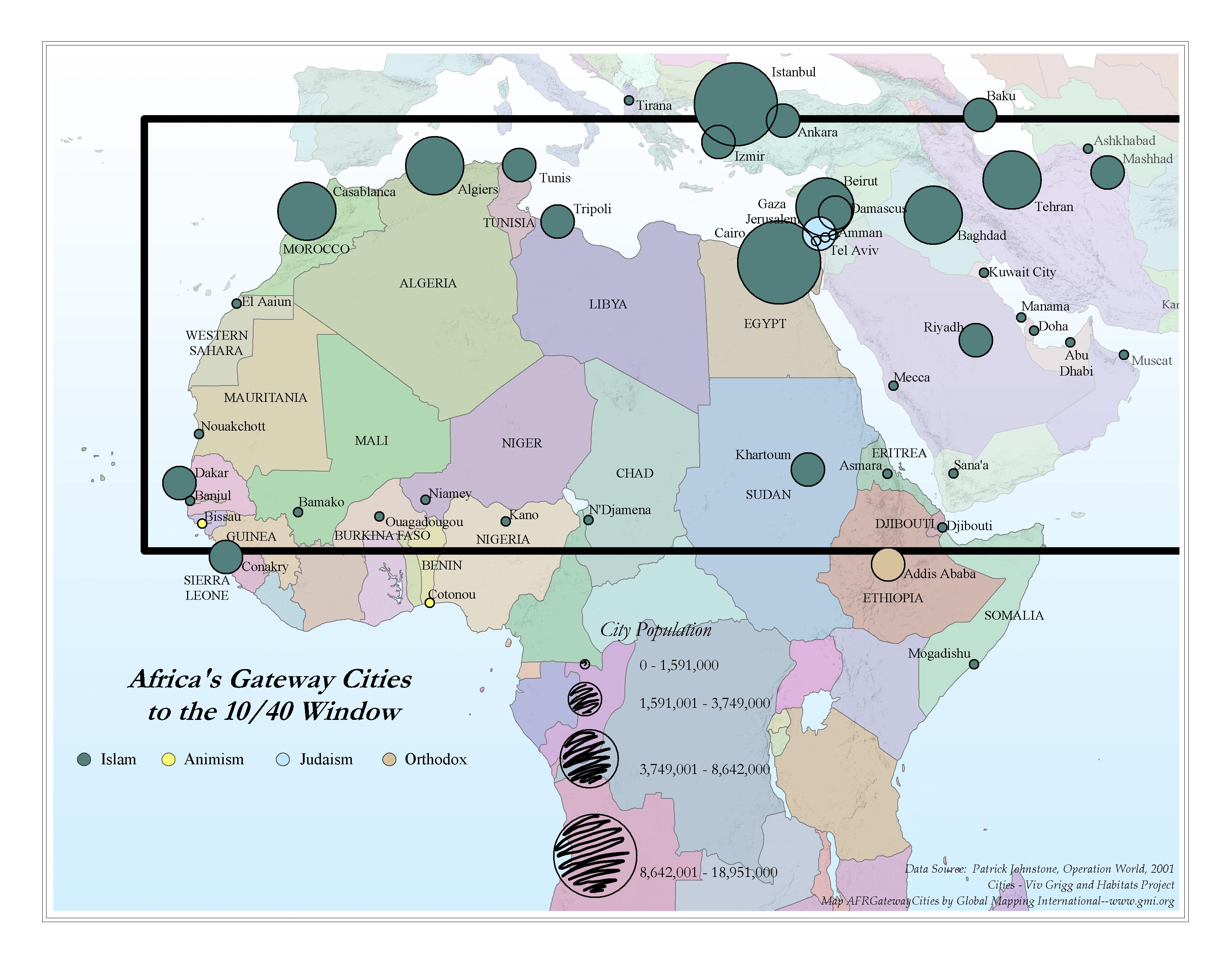 Africa Gateway Cities to the 10/40 Window - Click Image to Close