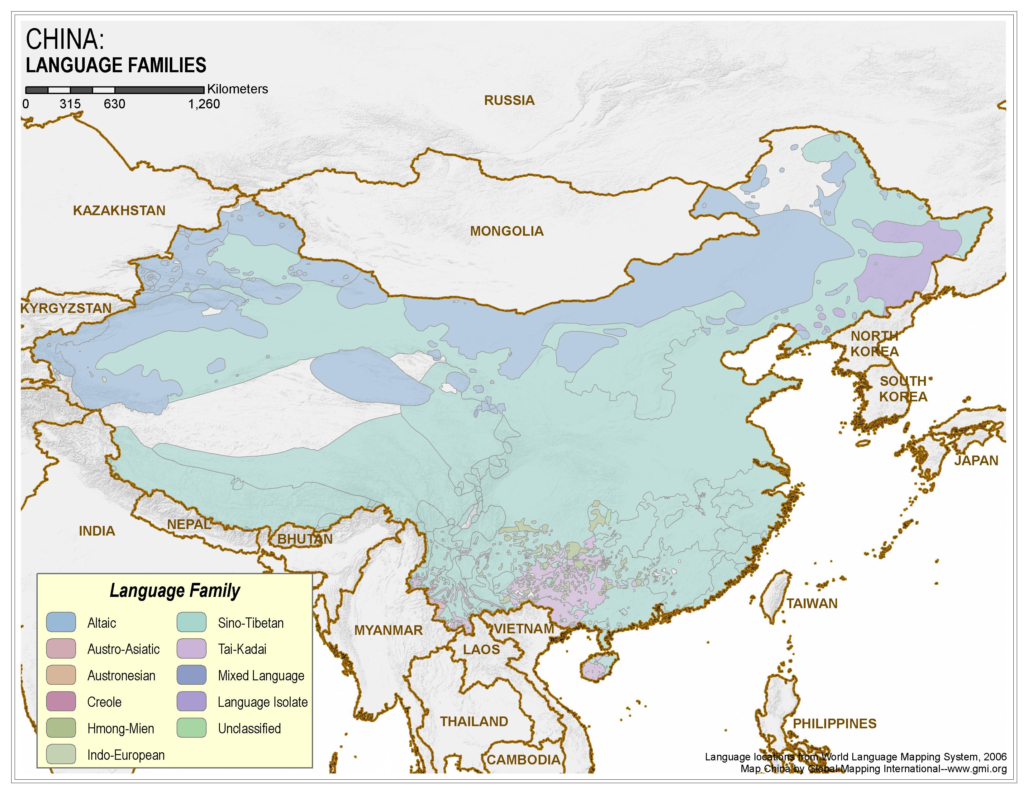 China: Language Families - Click Image to Close