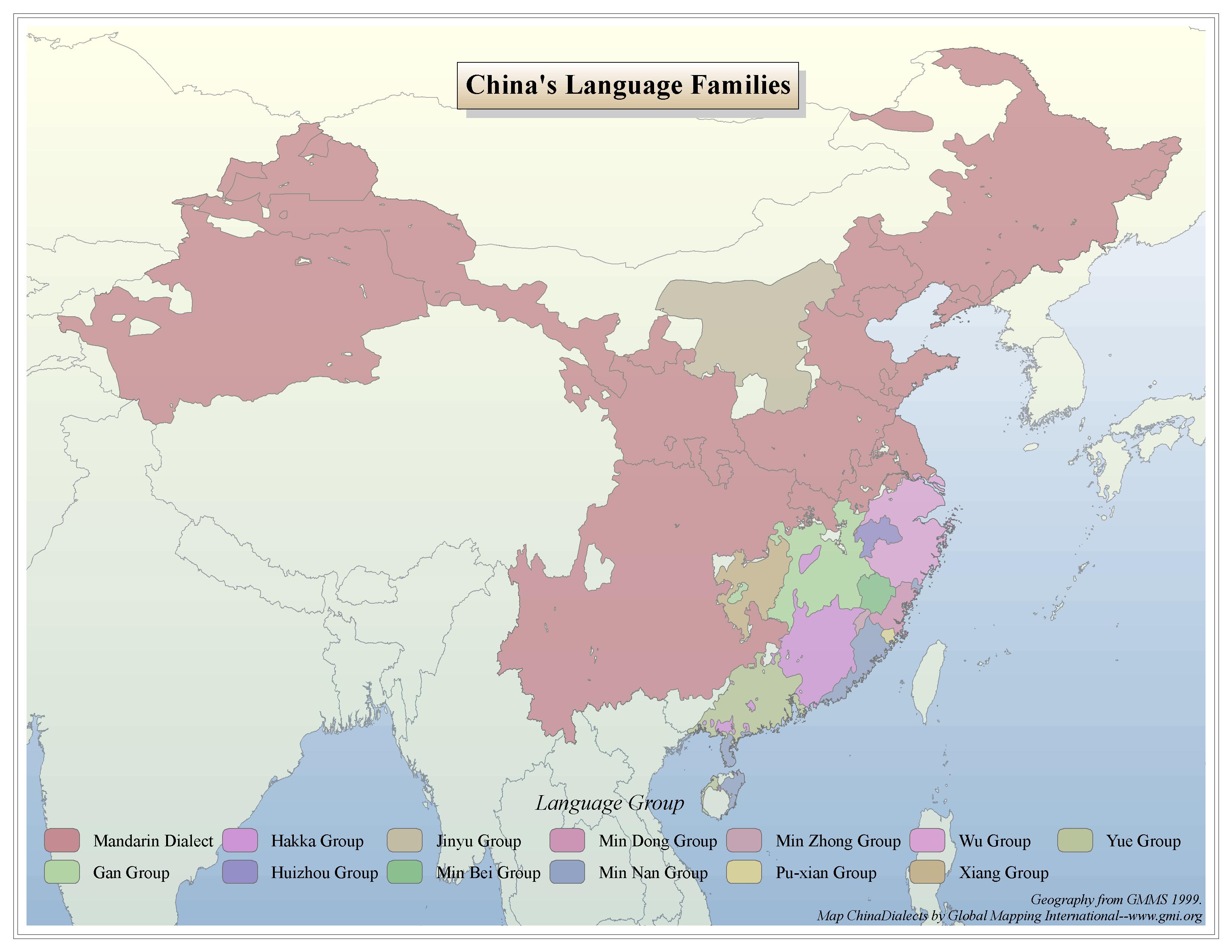 China - Distribution of Chinese Dialects