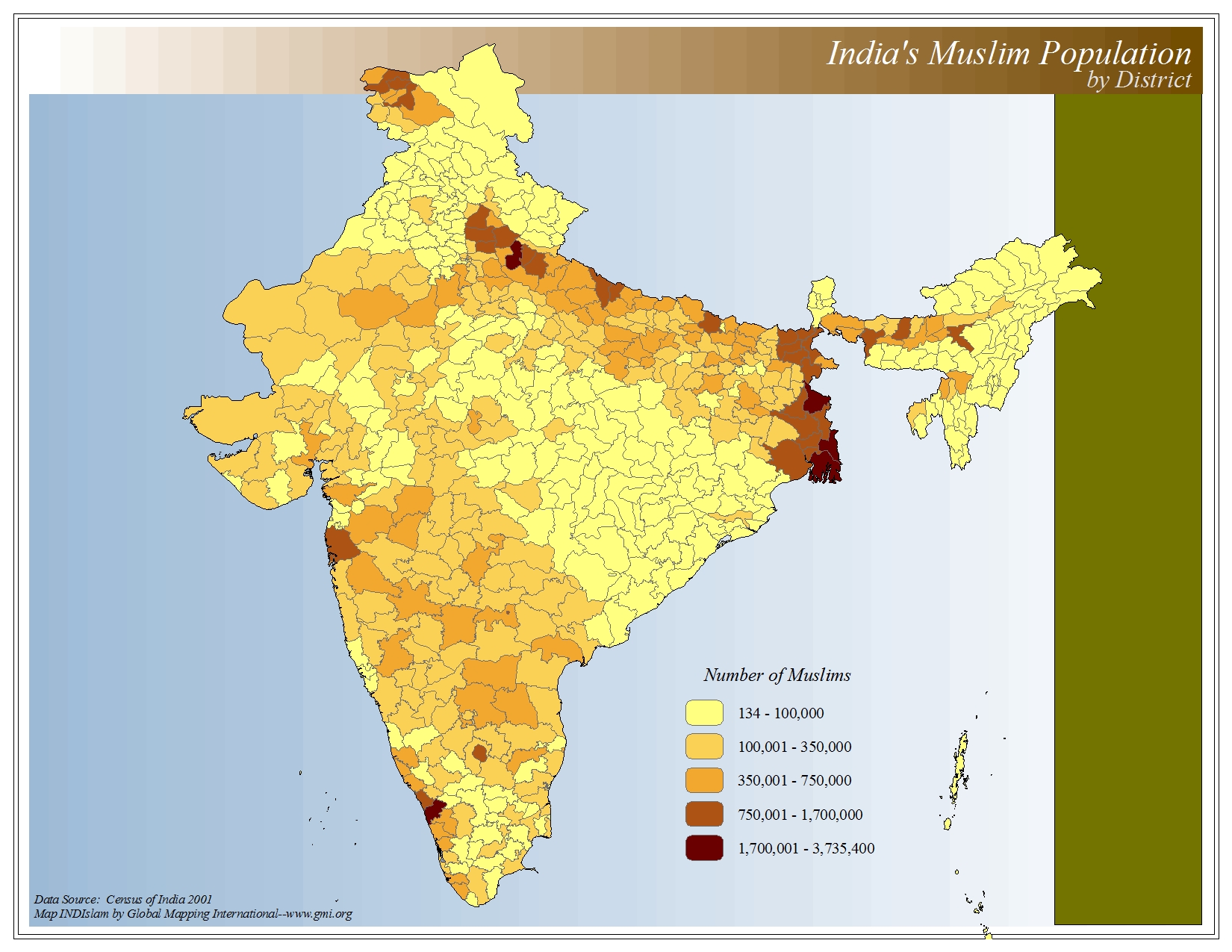 India's Muslim Population by District