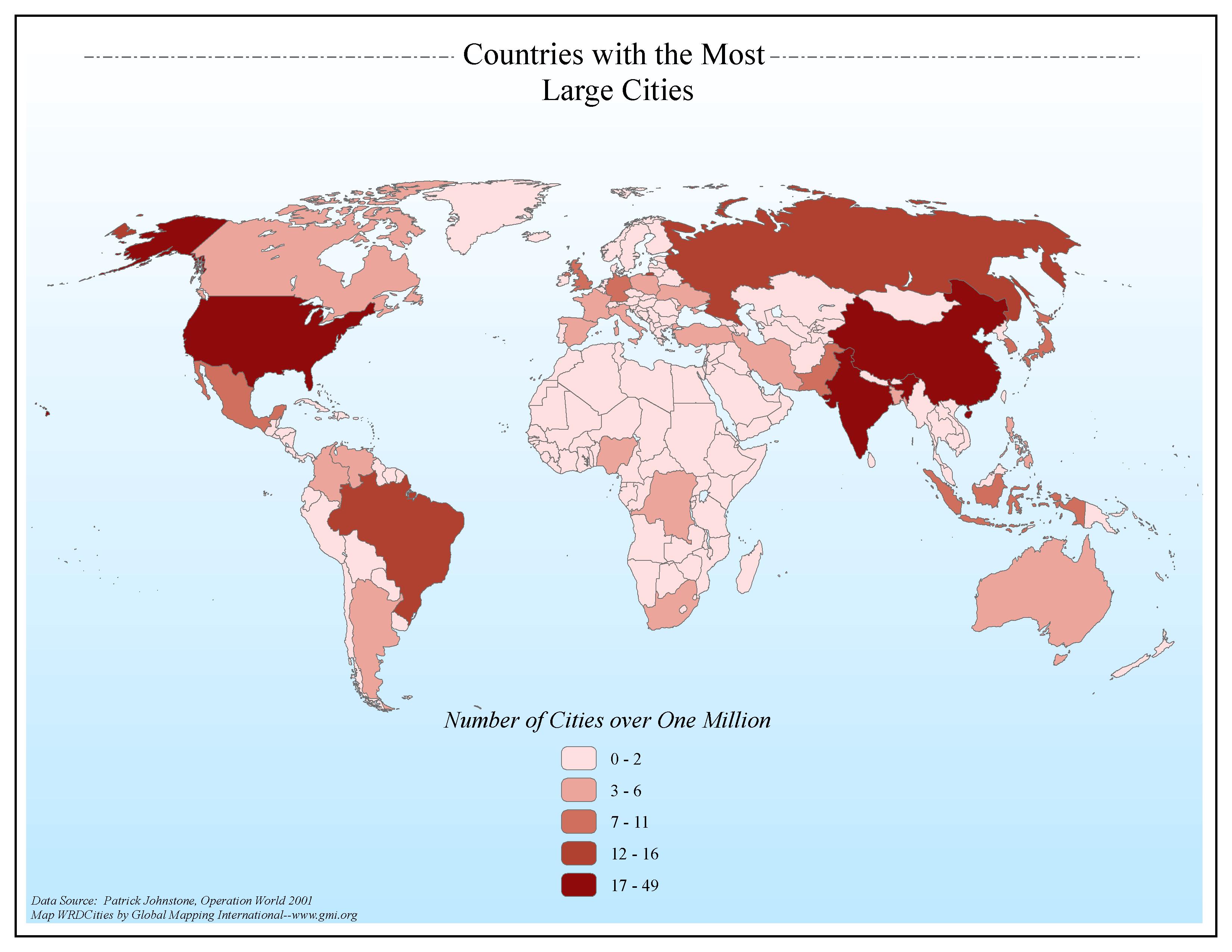 Countries with the Most Large Cities - Click Image to Close