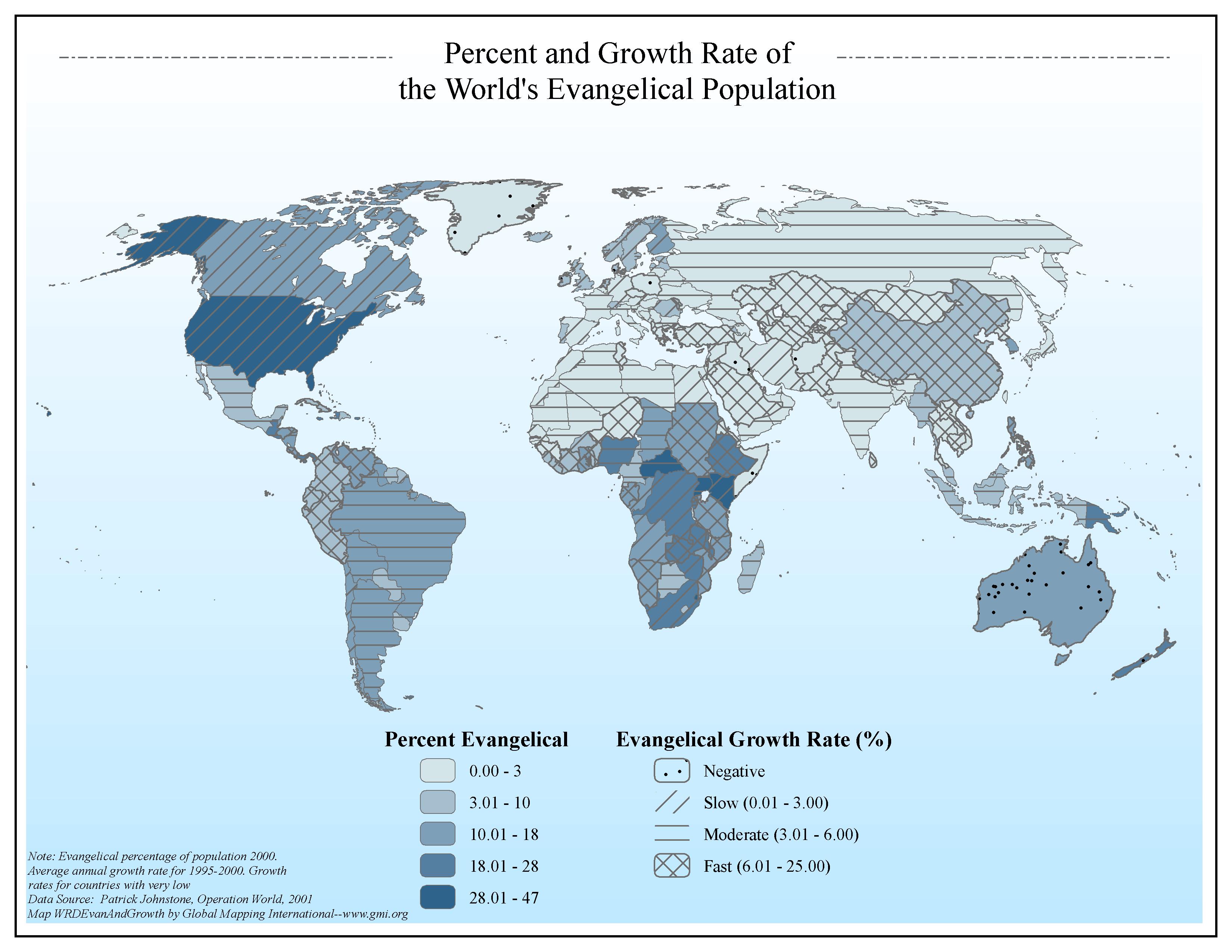 Percent and Growth Rate of the World's Evangelical Population
