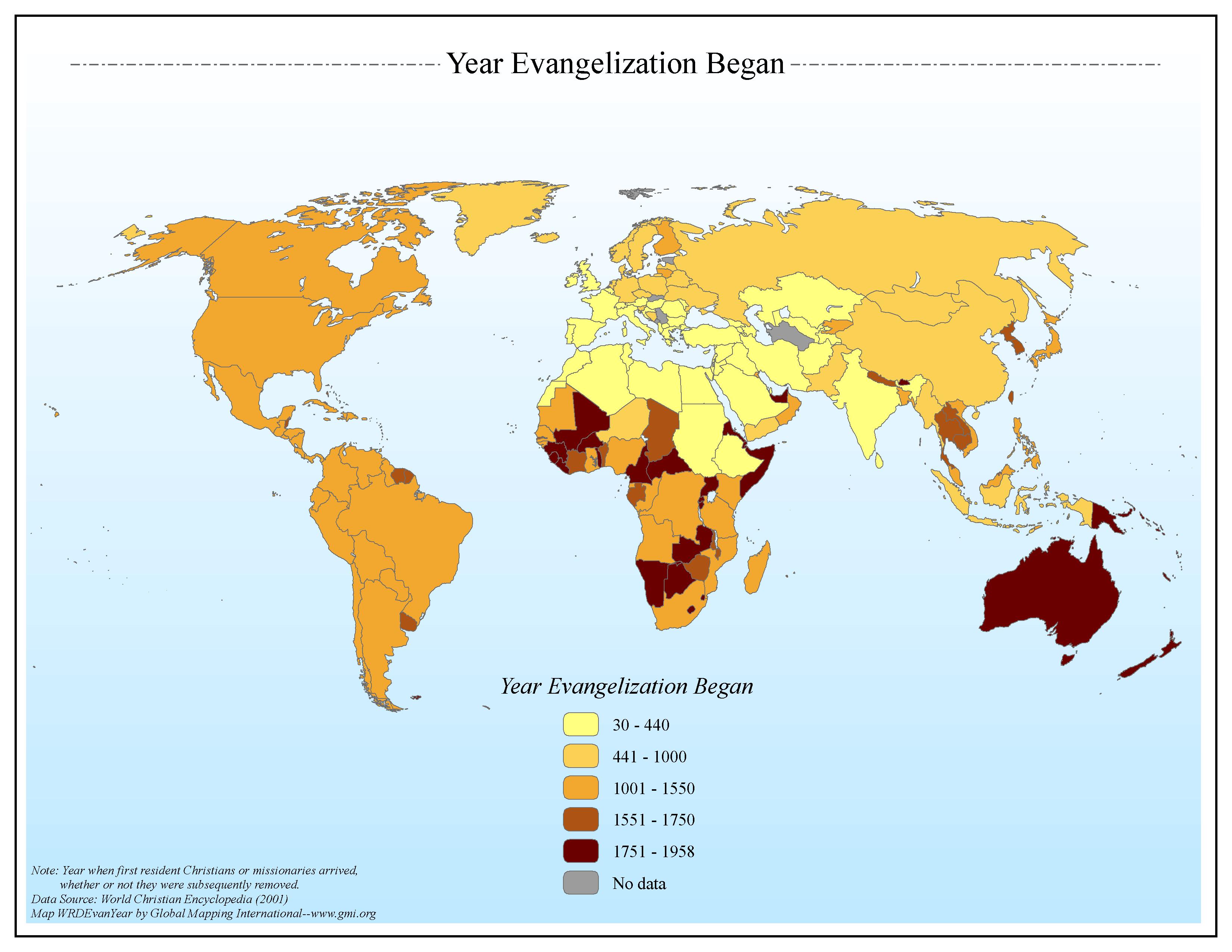 Year Evangelization Began