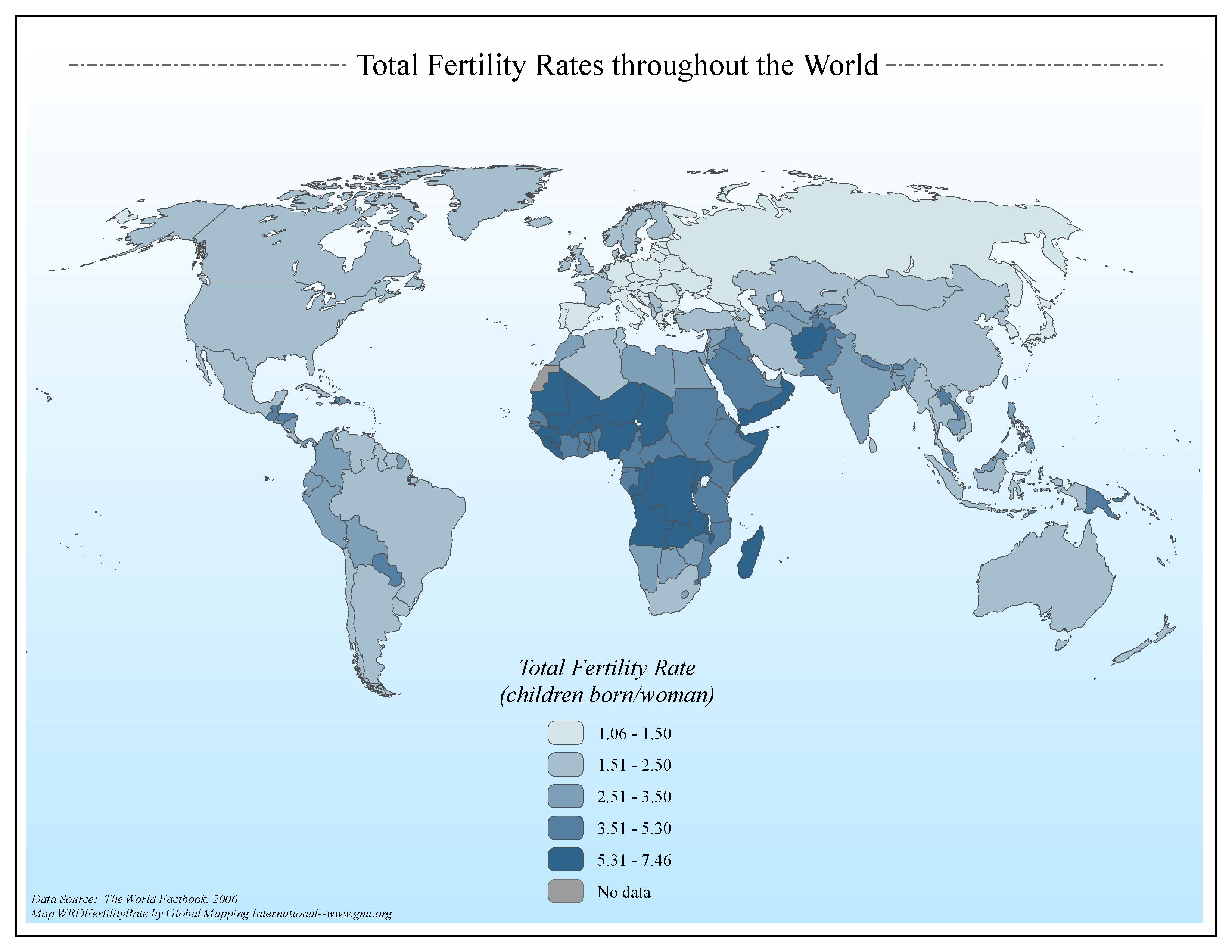 Total Fertility Rates throughout the World