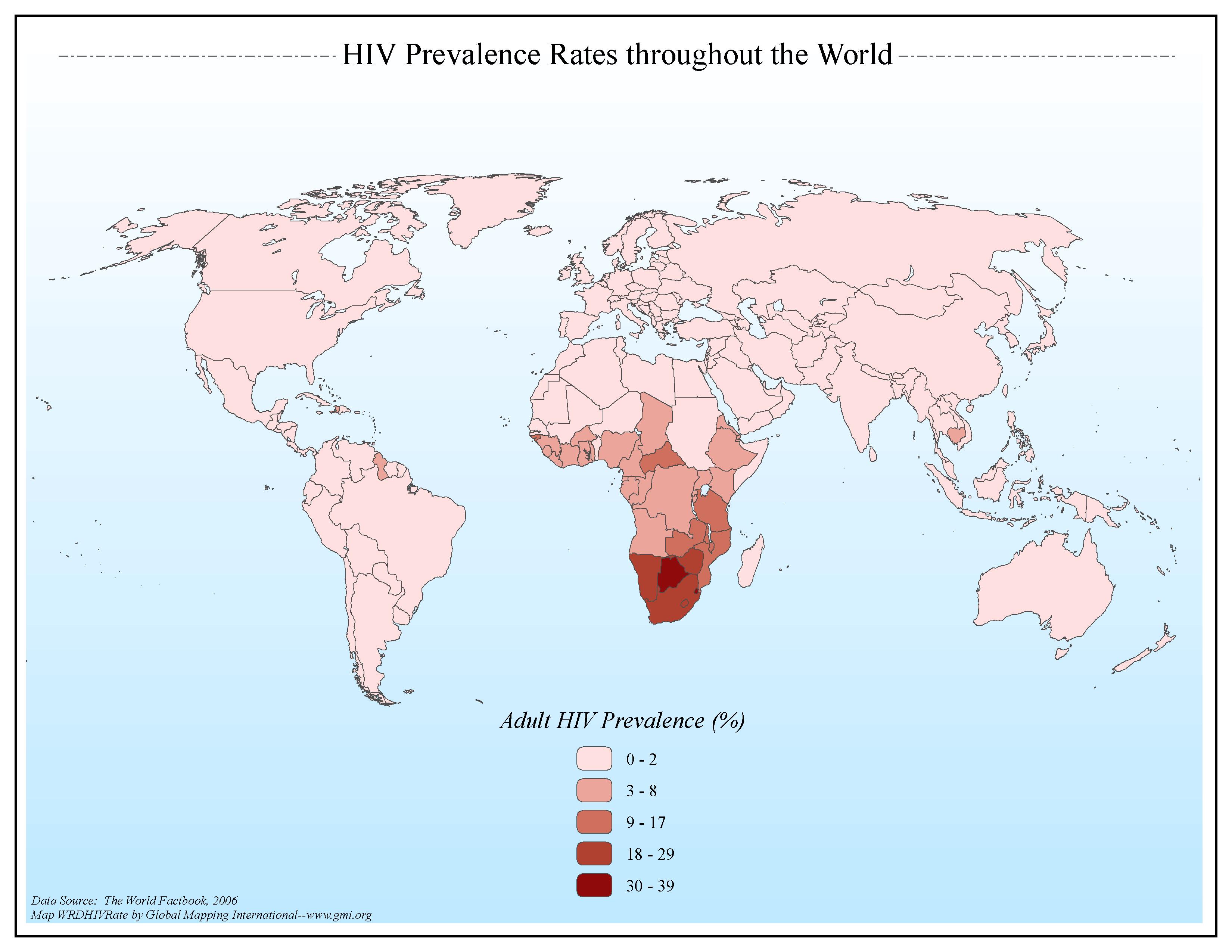 HIV Prevalence Rates throughout the World - Click Image to Close