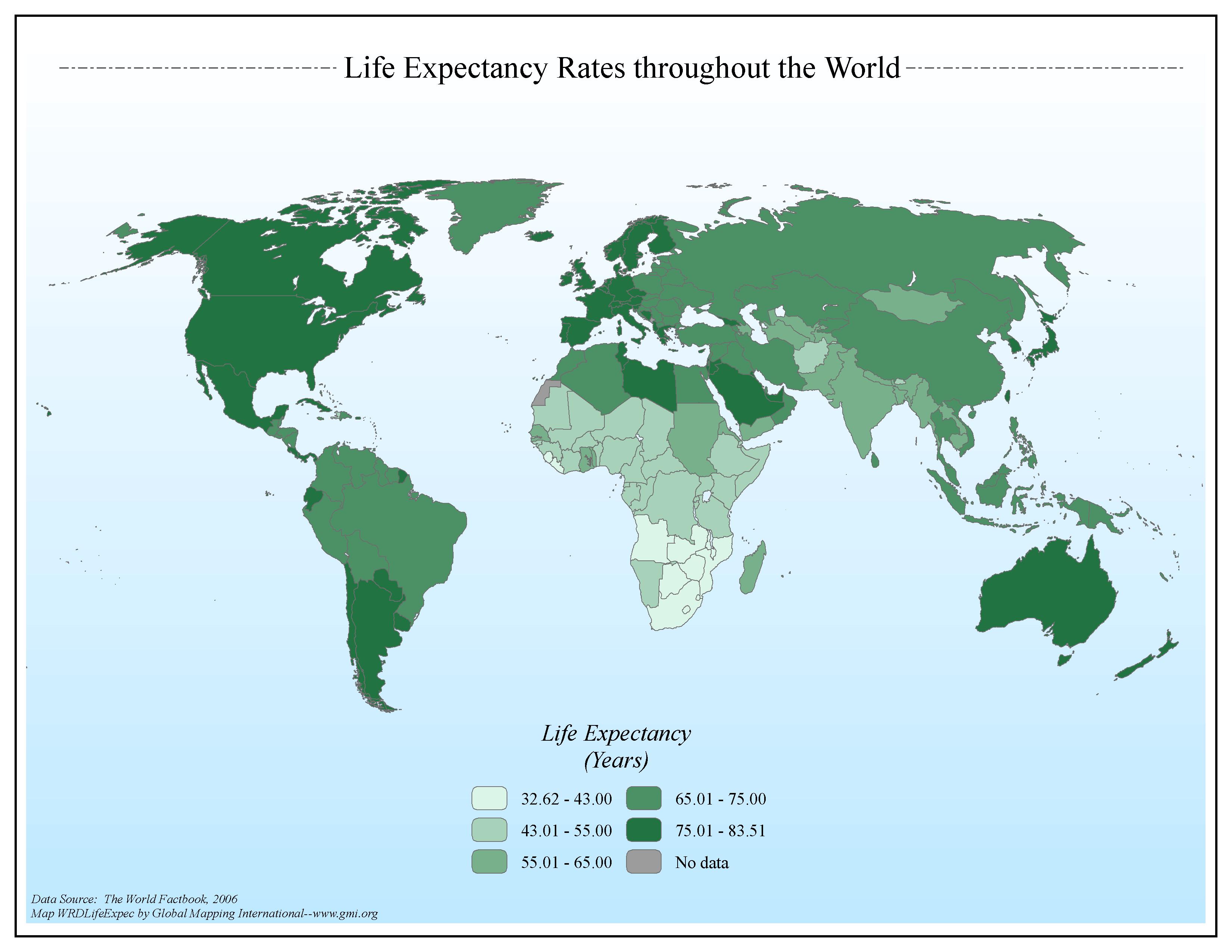 Life Expectancy Rates throughout the World - Click Image to Close