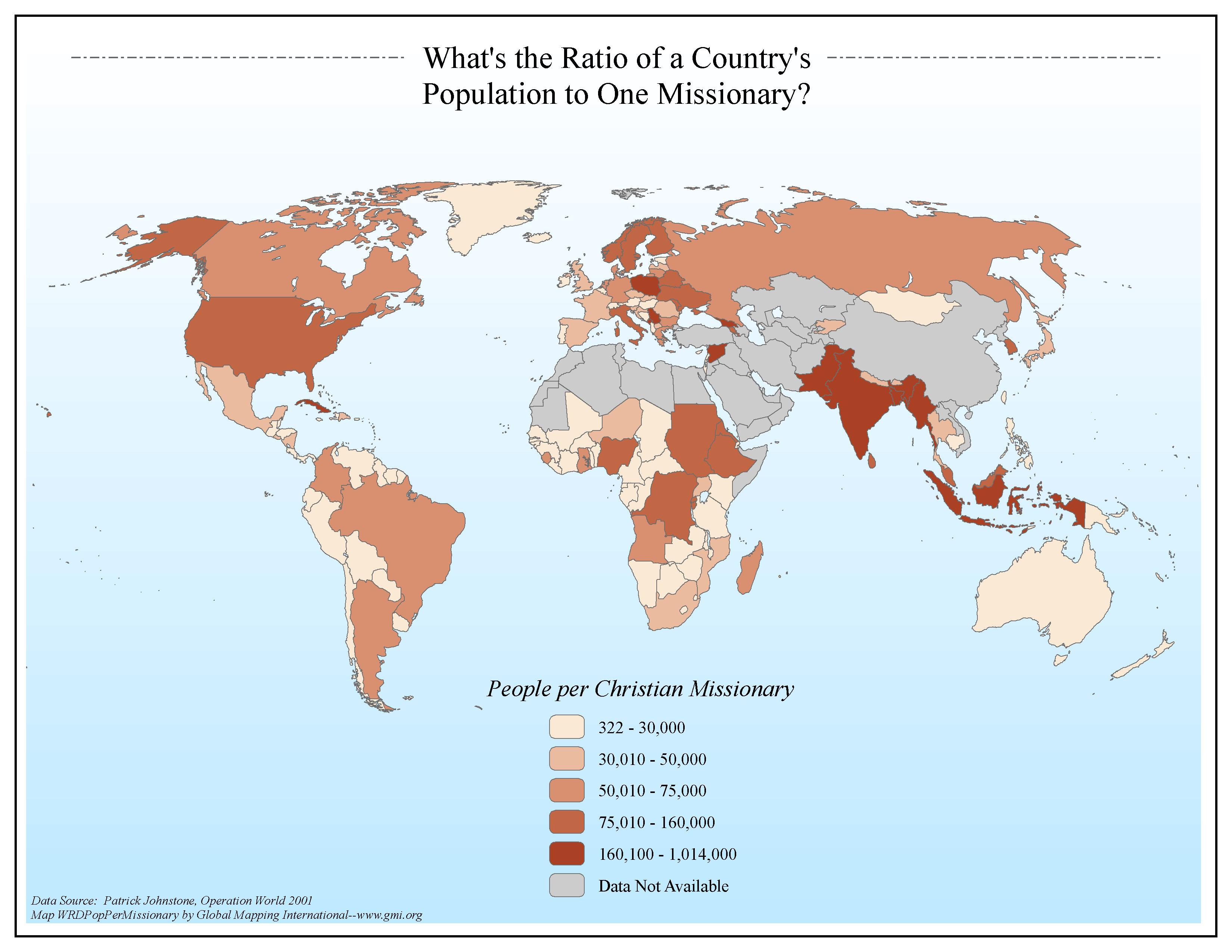 (image for) What's the Ratio of a Country's Population to One Missionary?