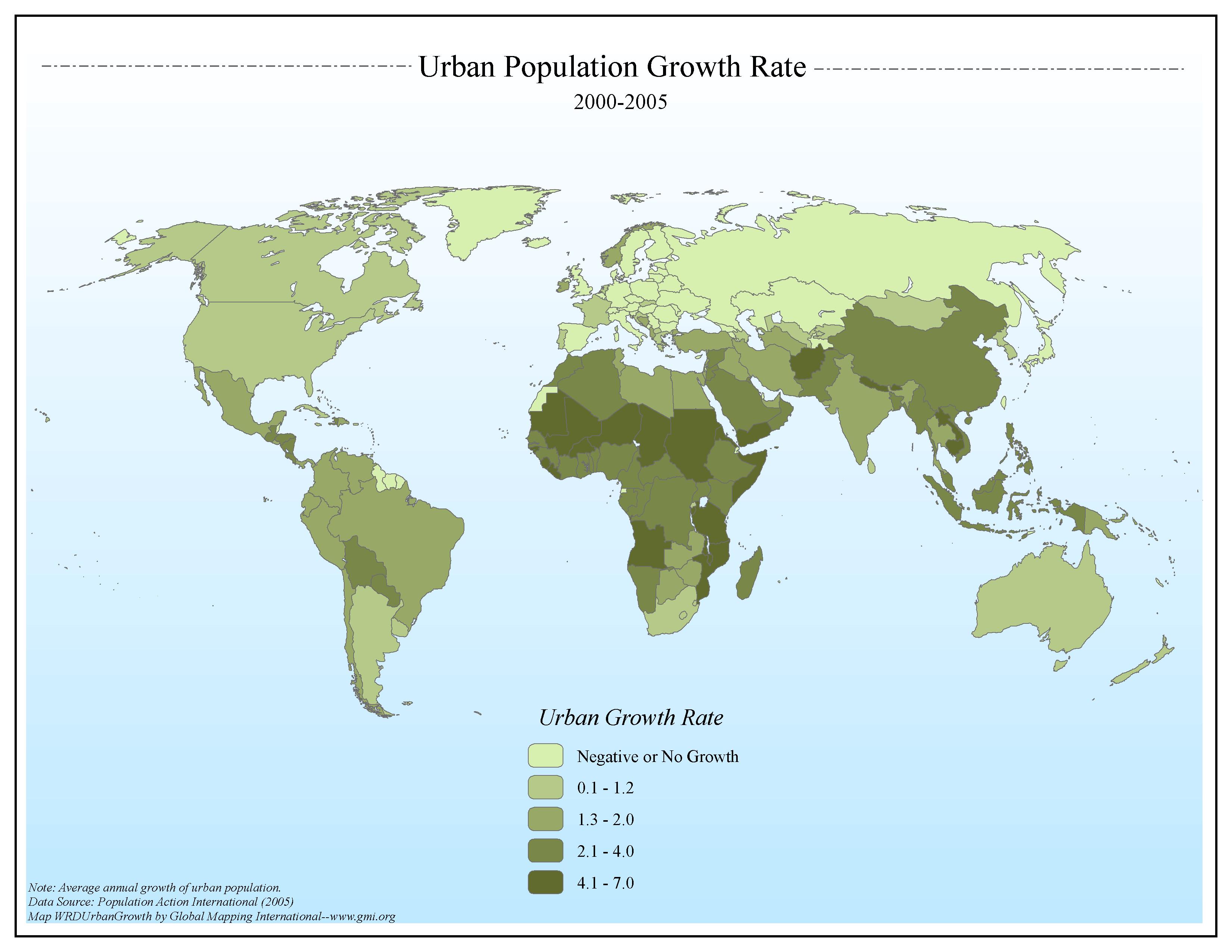 Urban Population Growth Rate 2000-2005 - Click Image to Close