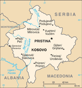 (image for) Kosovo map (World Factbook, modified)