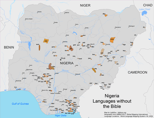 Nigeria - Languages without the Bible - Click Image to Close