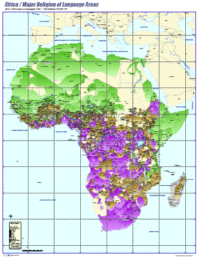 Africa- Major Religion of Language Areas