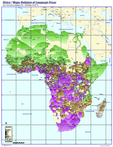 Africa- Major Religion of Language Areas - Click Image to Close