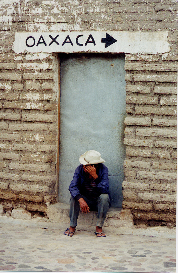 Man Sitting Against A Door / Mexico - Click Image to Close