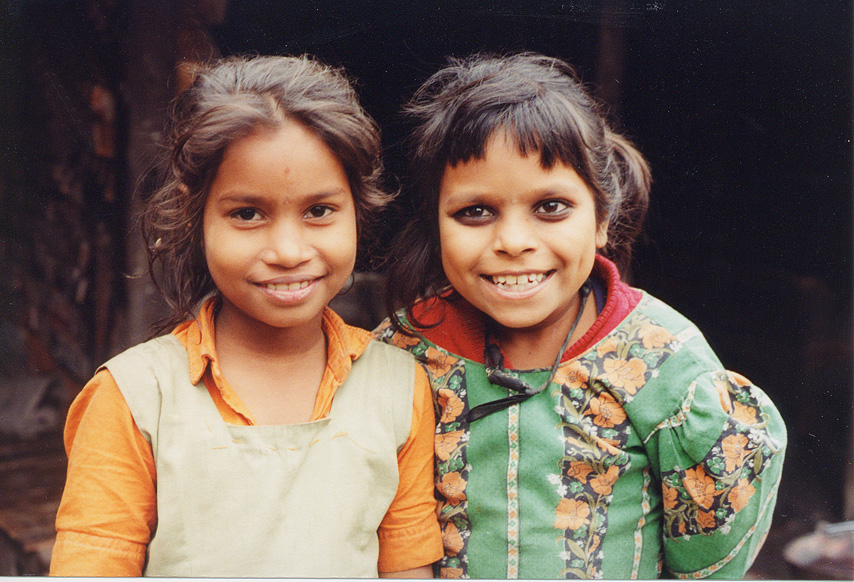 Two Young Girls Smiling, Southern Region / Nepal - Click Image to Close