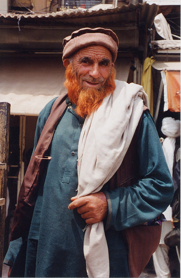Man, Orange Beard, Done Haj / Pakistan / Pushtun