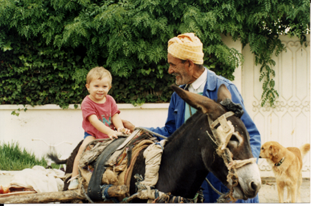 Man, Child And Burro / Africa - Click Image to Close