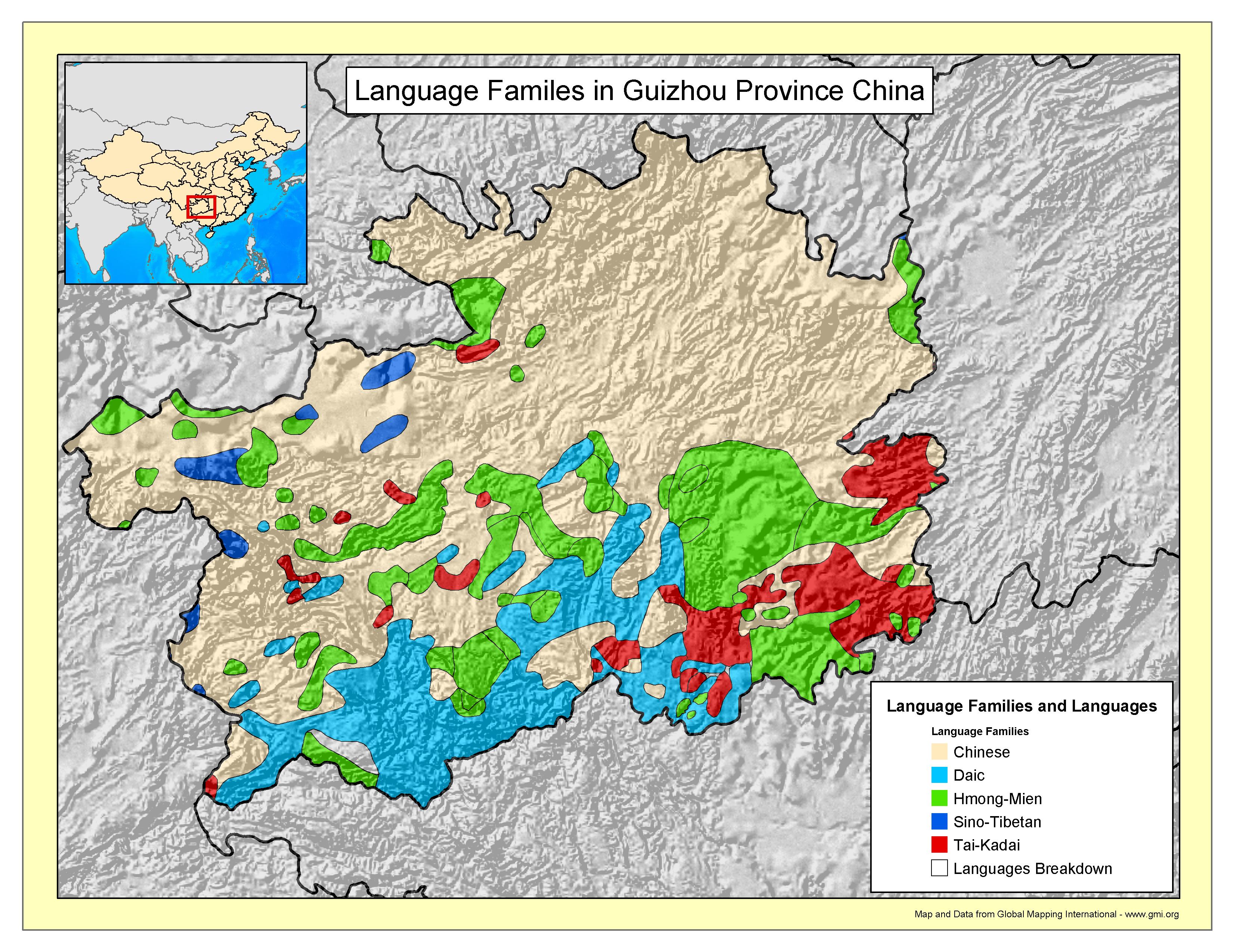 Language Families in Guizhou Province China