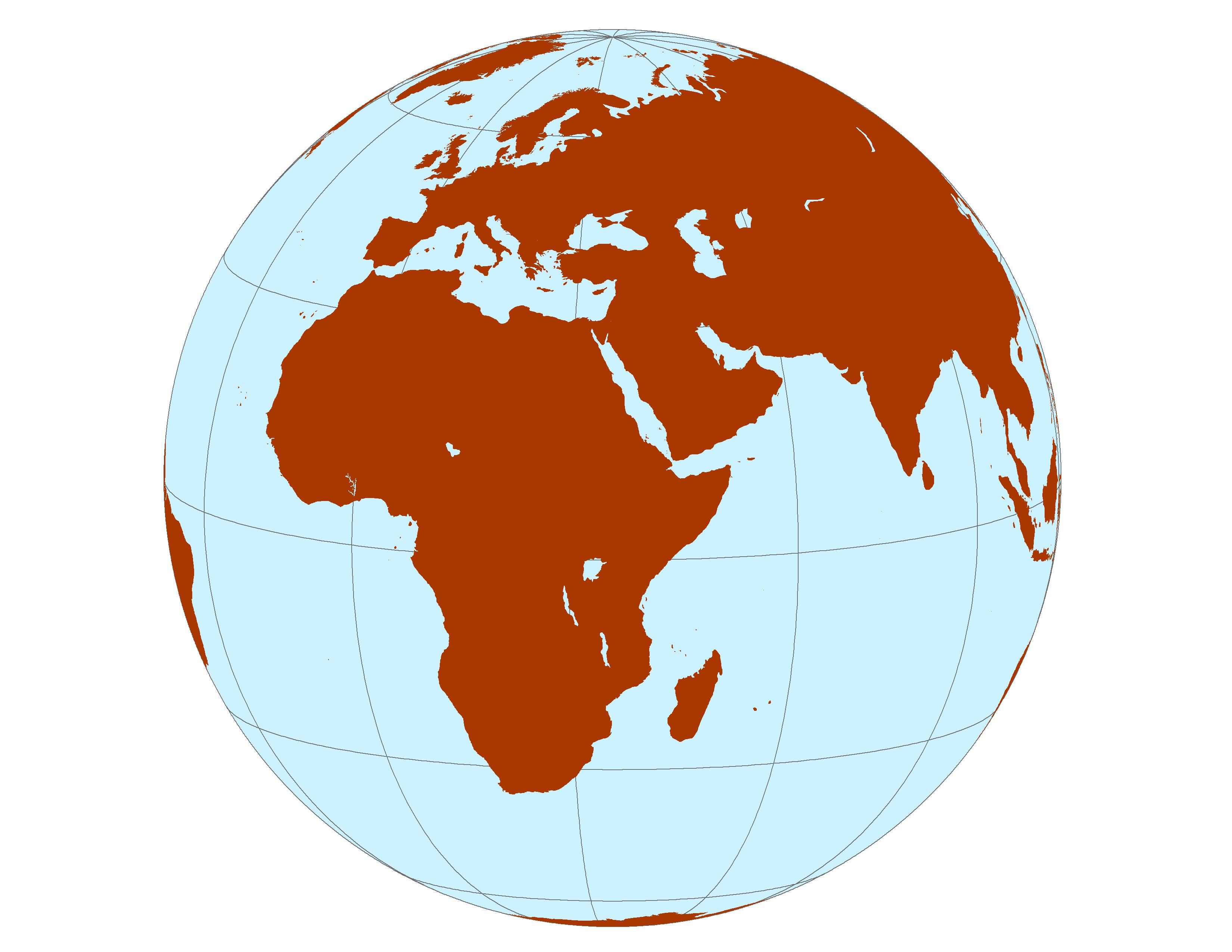 View of the Eastern Hemisphere on a Globe - Click Image to Close
