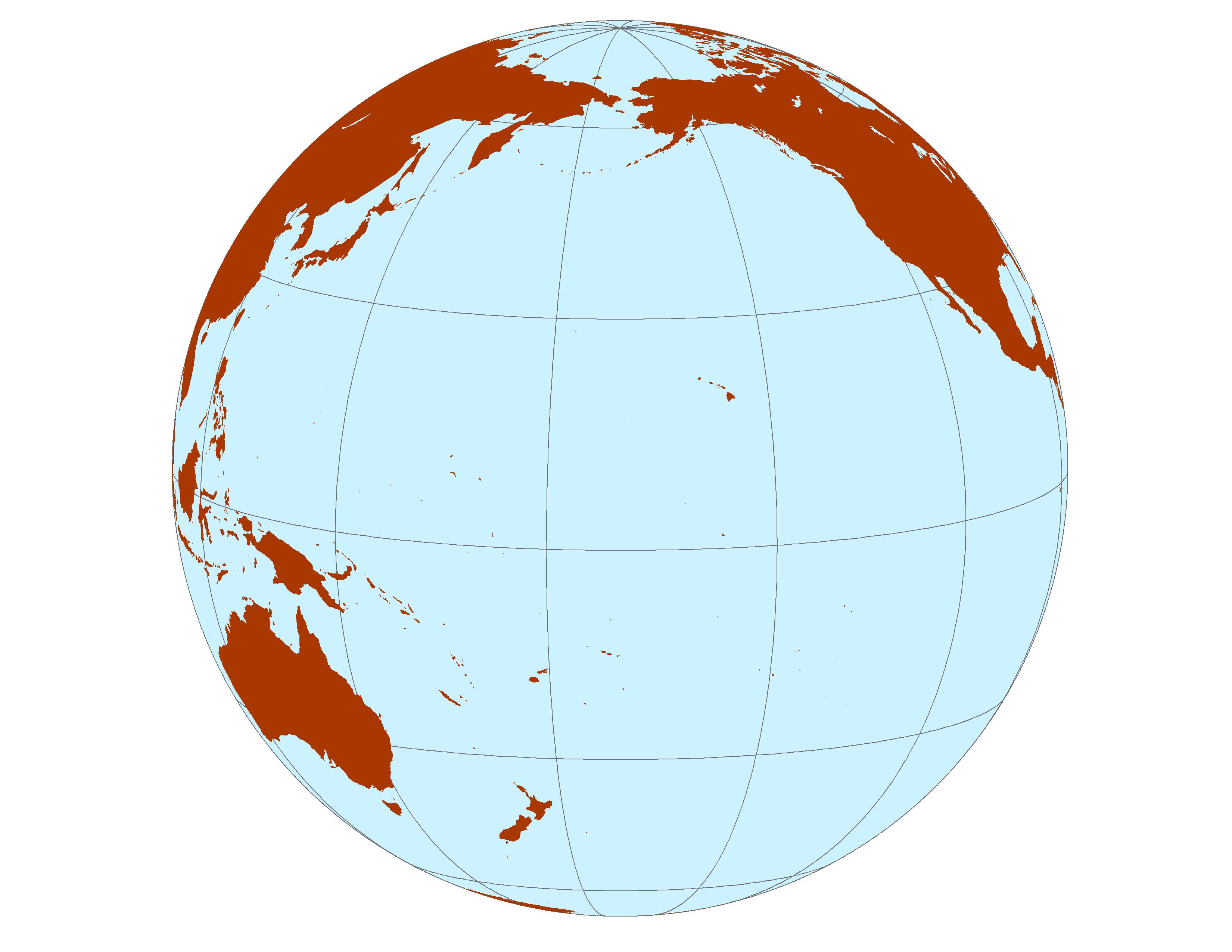 View of the Pacific on a Globe