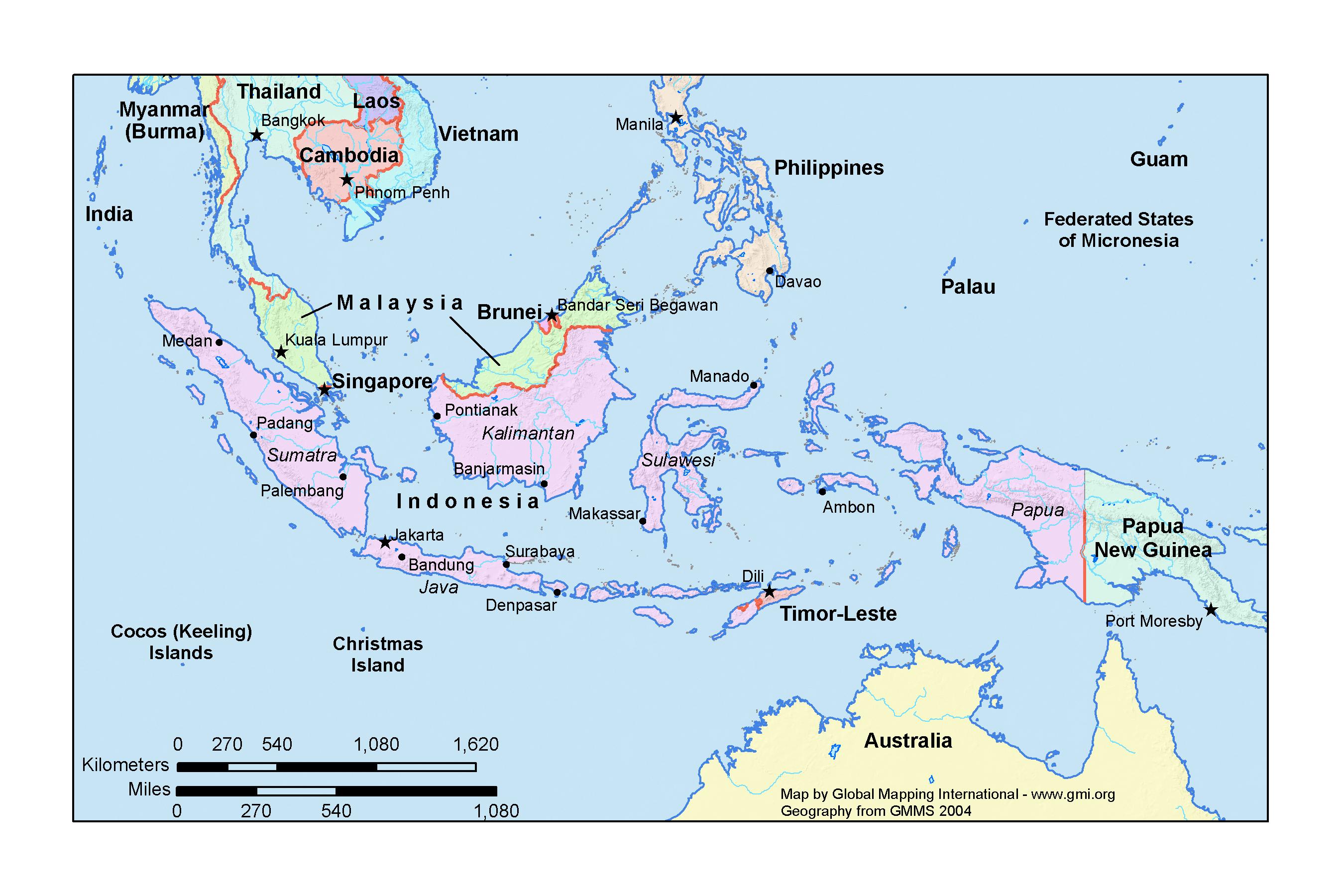 Southeast Asia (centered on Indonesia)