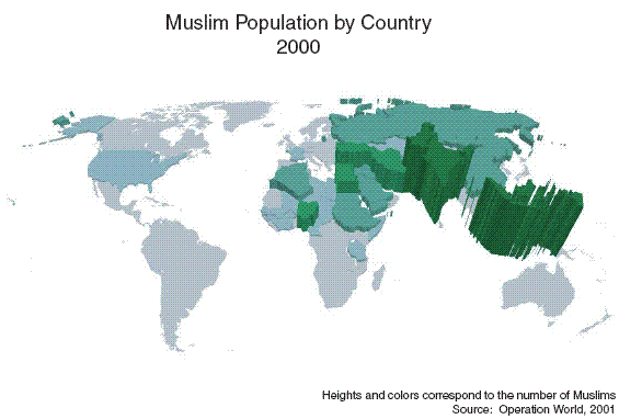 Muslim Population by Country 2000 (3D) - Click Image to Close