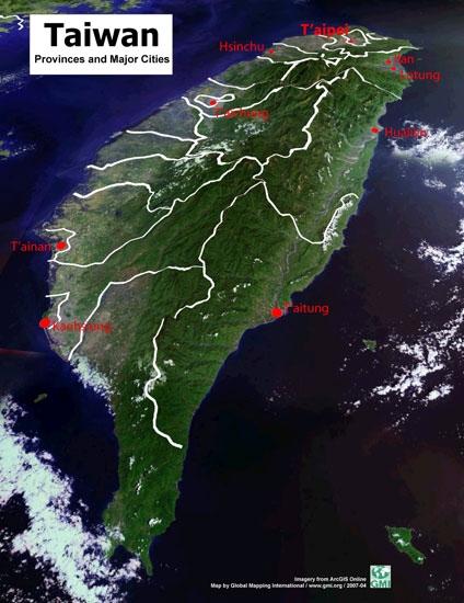 Taiwan Provinces and Major Cities - Click Image to Close