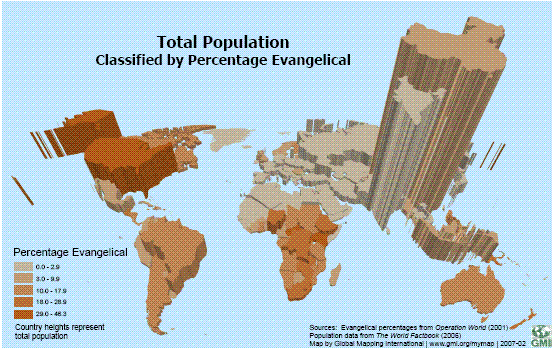 Total Population Classified by Percent Evangelical (map)