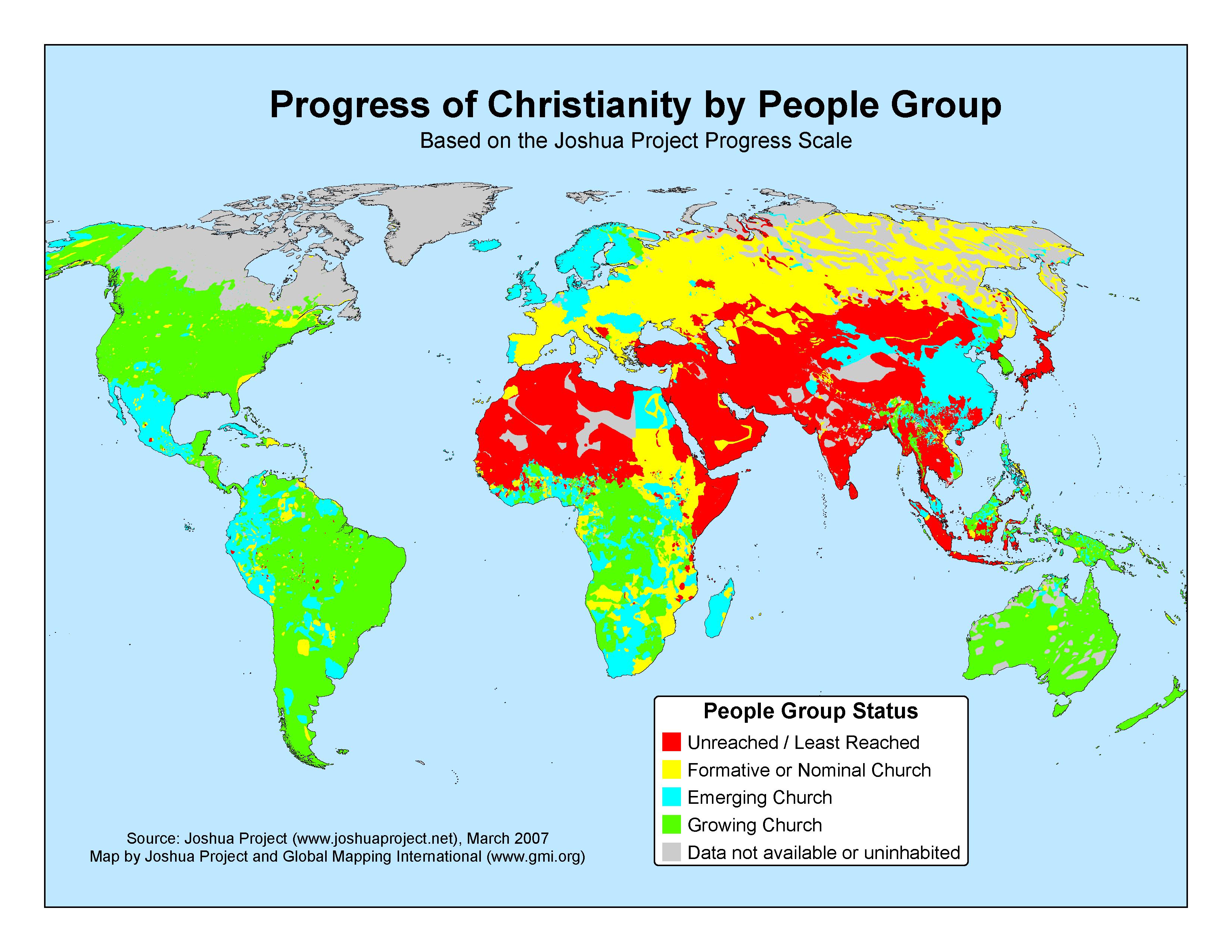 Progress of Christianity by People Group - March 2007
