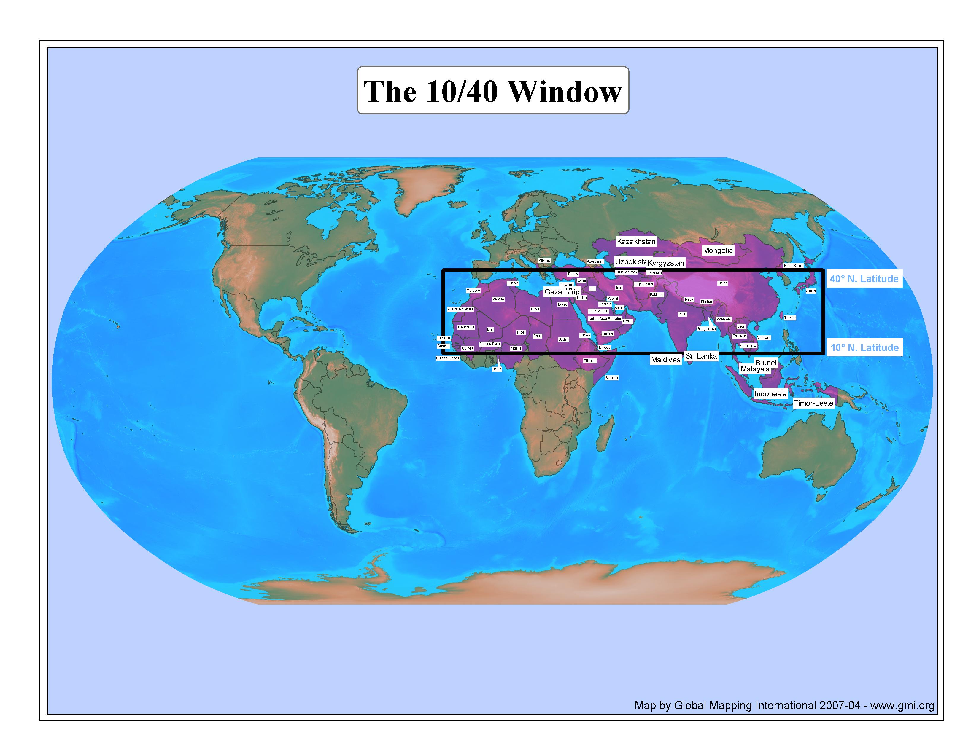 The 10/40 Window - Click Image to Close