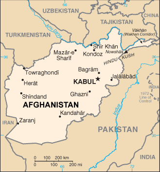 Afghanistan map (World Factbook, modified)