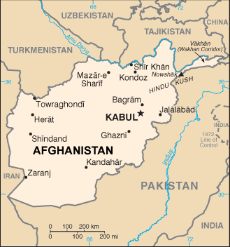 Afghanistan map (World Factbook, modified) - Click Image to Close