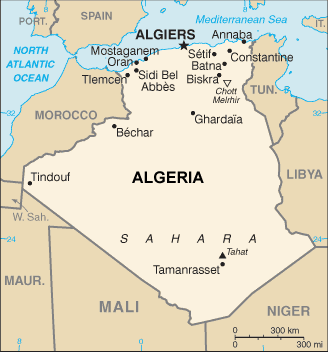 Algeria map (World Factbook, modified)