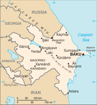 Azerbaijan map (World Factbook)