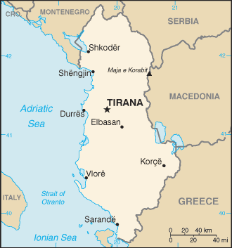Albania map (World Factbook)
