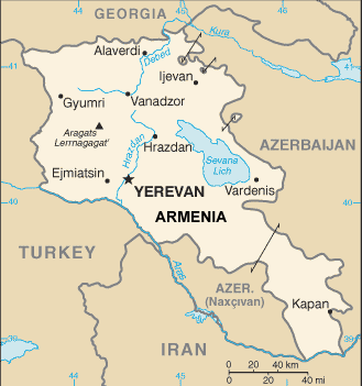 Armenia map (World Factbook, modified) - Click Image to Close