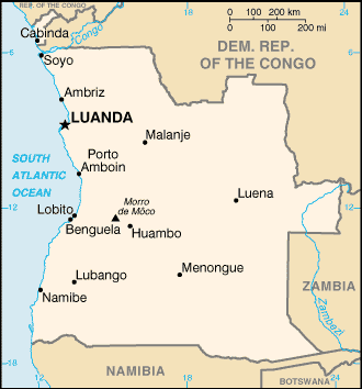 Angola map (World Factbook)