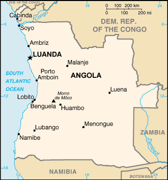 Angola map (World Factbook, modified)