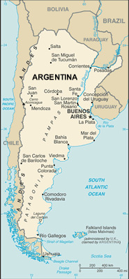 Argentina map (World Factbook, modified) - Click Image to Close