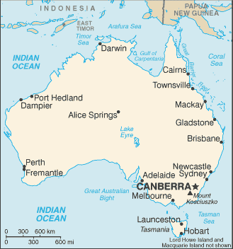 Australia map (World Factbook)