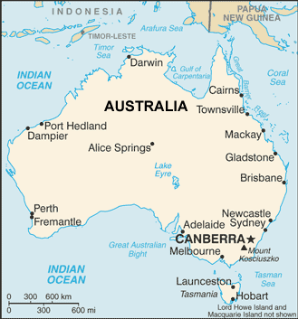 Australia map (World Factbook, modified)